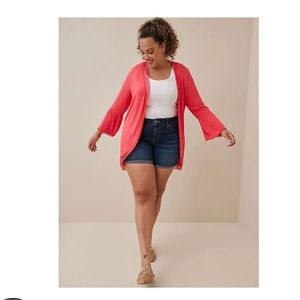 Torrid Super Soft Cardigan Lace Trim Ruffle Sleeve size 1 NEW